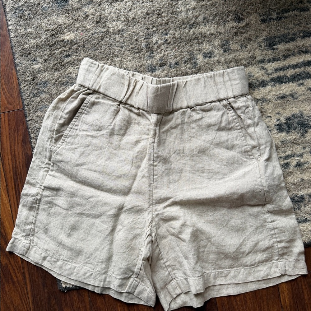 J. Crew High-Waist Pull-On Linen Shorts - Cream